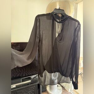 L'AGENCE Black Sheer Blouse